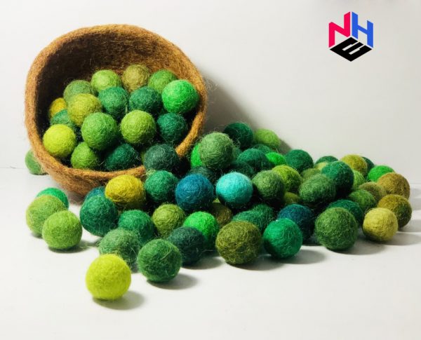 Green Felt Wool Balls